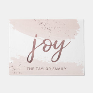 Joy   Rose Gold Christmas Doormat