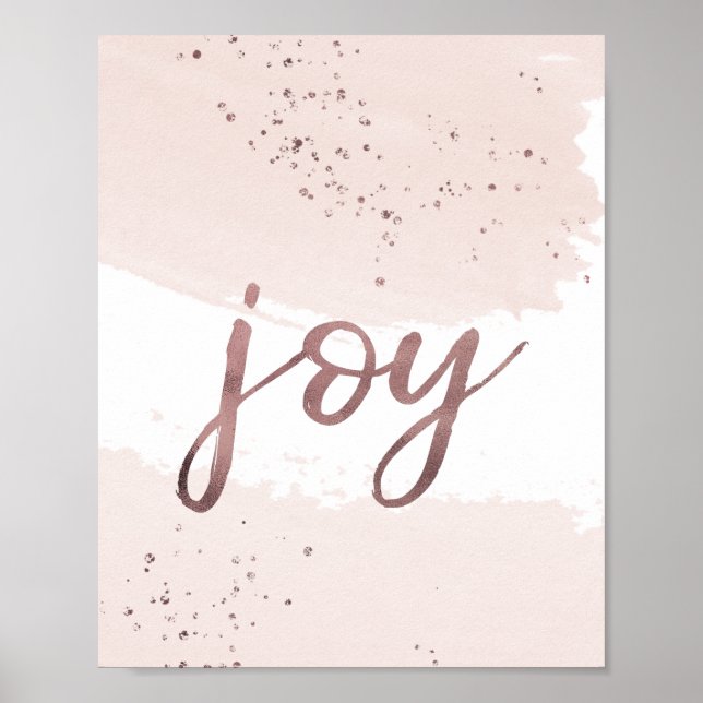 Joy | Rose Gold Christmas Poster (Front)