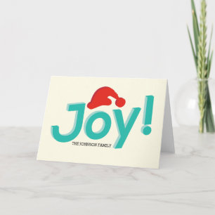 joy & santa hat holiday card