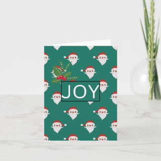 Joy Santa Pattern Christmas Pocket Folder Holiday Card