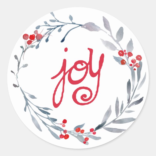 Joy script blue wreath Sticker (Front)