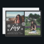 Joy Script Chalkboard Christmas Snowflakes Photo Holiday Card<br><div class="desc">Joy Script Chalkboard Christmas Snowflakes Two Photo</div>