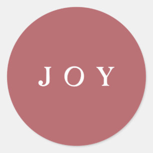 JOY Script Envelope or Gift Wrap Pink Classic Round Sticker