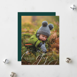 Joy Script Happy Overlay Full Photo Holiday Card