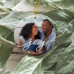 Joy Script   Photo Ceramic Tree Decoration