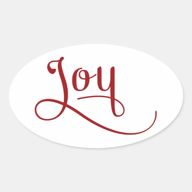 Joy Script Red Oval Sticker (Front)