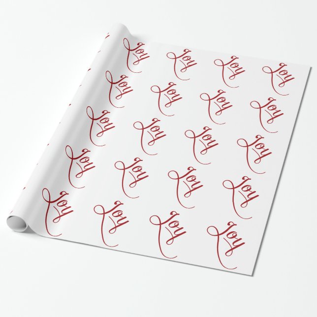 Joy Script Red Wrapping Paper (Unrolled)