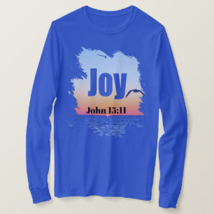 Joy Scripture Glowing Sunset Over Water T-Shirt