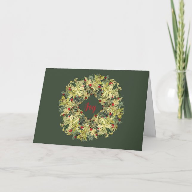 Joy Seasonal Wreath Christmas Card (Front)