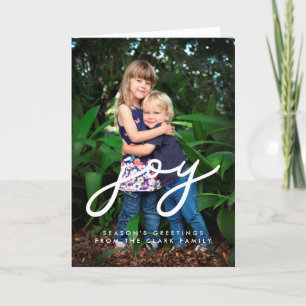 Joy simple white font holiday card