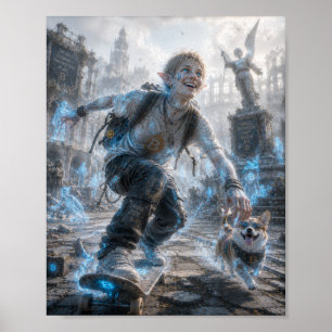 Joy / Skateboarder / Abandoned Square Poster