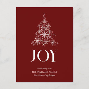 JOY   Snowflake Christmas Tree Holiday Postcard