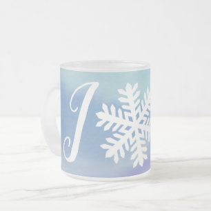 Joy Snowflake Frosted Glass Coffee Mug