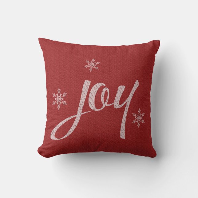 Joy snowflake typography cushion (Front)