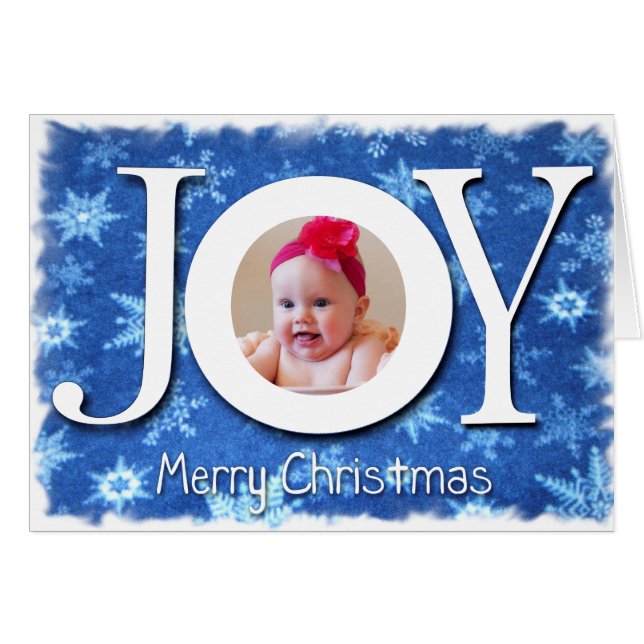 Joy Snowflakes Christmas Photo Card (Front Horizontal)