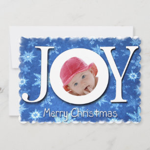 Joy Snowflakes Christmas Photo FlatCard Holiday Card