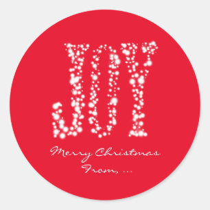 JOY Sparkle Lights Christmas Holiday Favour Sticke Classic Round Sticker