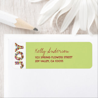 JOY Spring Flowers Girl Baby Shower Return Address