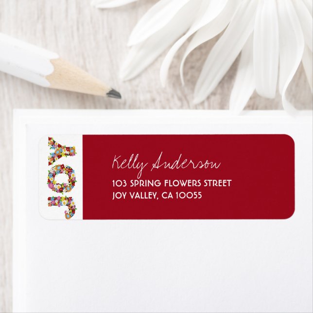 JOY Spring Flowers Girl Baby Shower Return Address (Insitu)