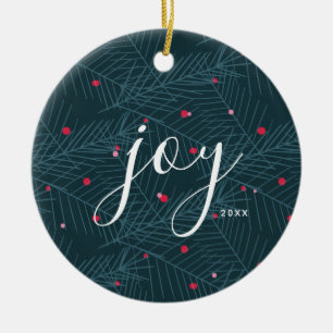 Joy Spruce Foliage With Berries Custom Christmas Ceramic Tree Decoration