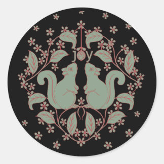 Joy Squirrels with Flowers Animal Art Sticker