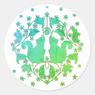 Joy Squirrels with Flowers Animal Art Sticker