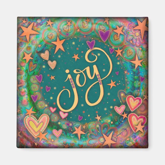 Joy Stars Pretty Colourful Hearts Inspirivity Magnet (Front)