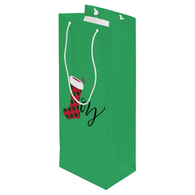 Joy Stocking Wine Gift Bag (Back Angled)