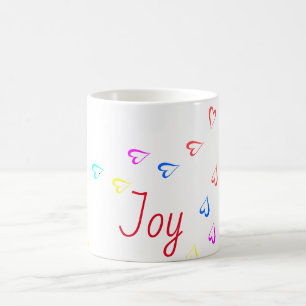 Joy text colourful hearts  coffee mug