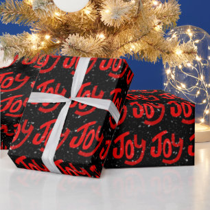 Joy Text with Snowflakes  Wrapping Paper
