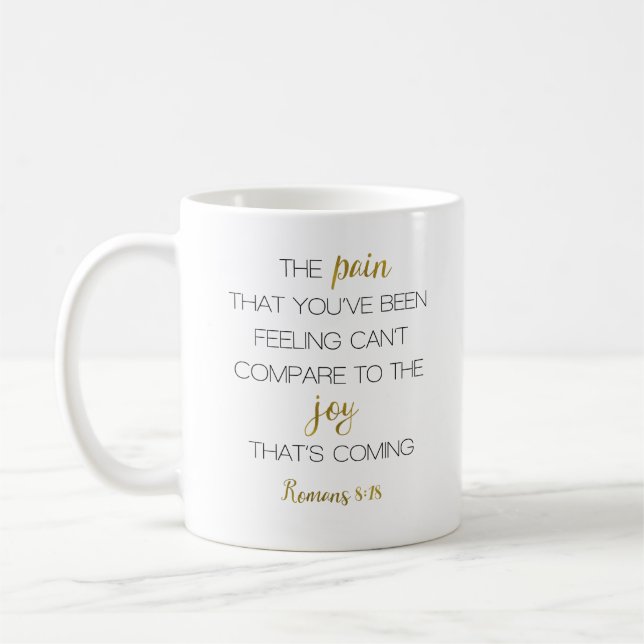 Joy That's Coming Romans 8:18 Coffee Mug (Left)