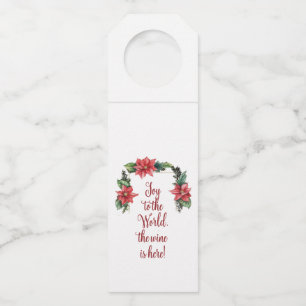 Joy the Wine is Here Christmas Bottle Hanger Tags