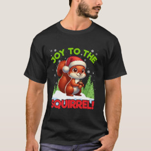 Joy to the Squirrel Christmas Santa Hat Lights Aco T-Shirt