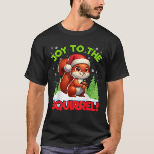Joy to the Squirrel Christmas Santa Hat Lights Aco T-Shirt