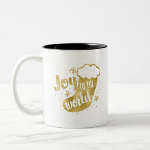 joy to the word, christmas, xmas Two-Tone coffee mug