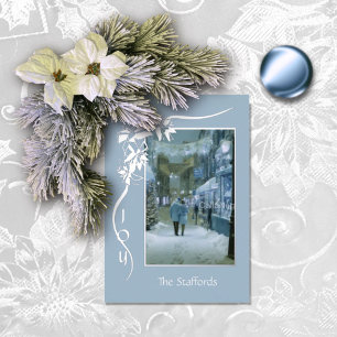 Joy to the Works Blue Foil Christmas Card