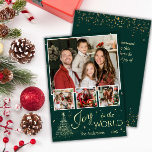 Joy to the world 4 photo collage cute Christmas Holiday Card