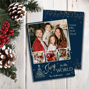 Joy to the world 4 photo collage cute Christmas  Holiday Card