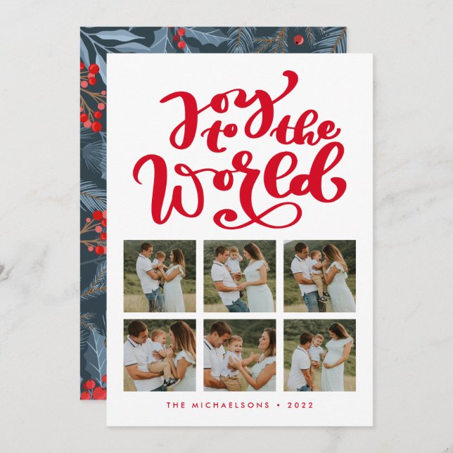 JOY TO THE WORLD Add Your Photos Collage (Front/Back)