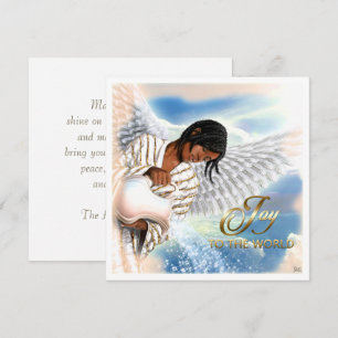 Joy to the World. African American Angel Christmas Holiday Card