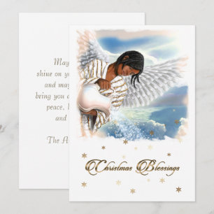 Joy to the World. African American Angel  Holiday Card
