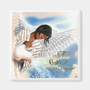 Joy to the World. Afro Angel Christmas Magnets