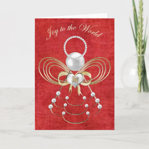 Joy to the World - Angel of Joy - Red Holiday Card