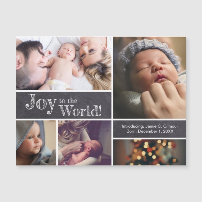 Joy to the world Baby birth Christmas announcement (Front)