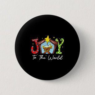 Joy To The World Baby Jesus Christmas Nativity Sce 6 Cm Round Badge