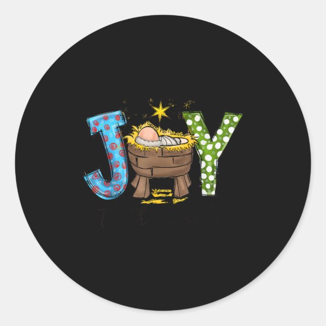 Joy To The World Baby Jesus Christmas Nativity Sce Classic Round Sticker (Front)