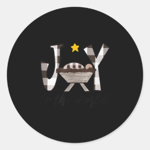 Joy To The World Baby Jesus In The Manger Christma Classic Round Sticker