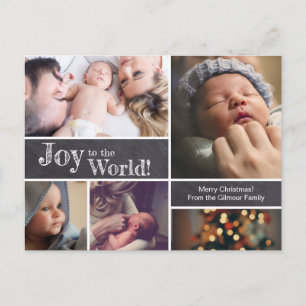 Joy to the World Baby's first Christmas Photo Postcard