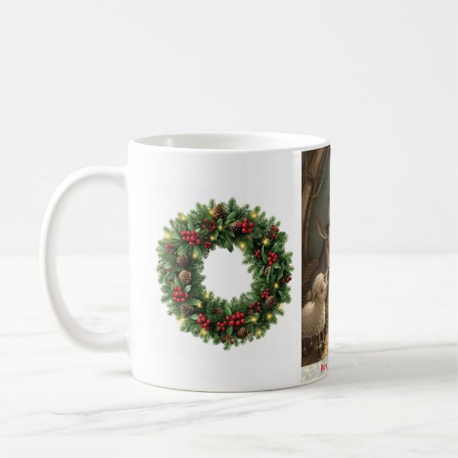 Joy to the World Barnyard Animals Wreath Mug (Left)