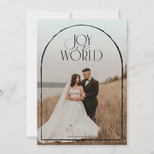 Joy to the World Black Arch frame photo Christmas  Holiday Card